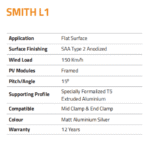 BHS Aluminium Smith L1 Solar Structure with clamps For Single Solar Panel