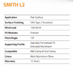 BHS Aluminium Smith L2 Solar Structure with clamps For two Solar Panel