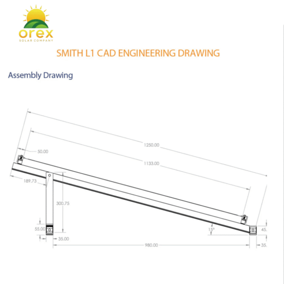 BHS Aluminium Smith L1 Solar Structure with clamps For Single Solar Panel