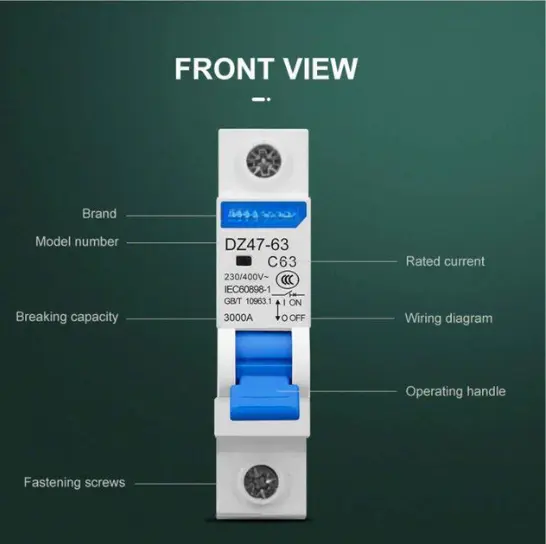 1P AC MCB Circuit breaker C type 230/400V