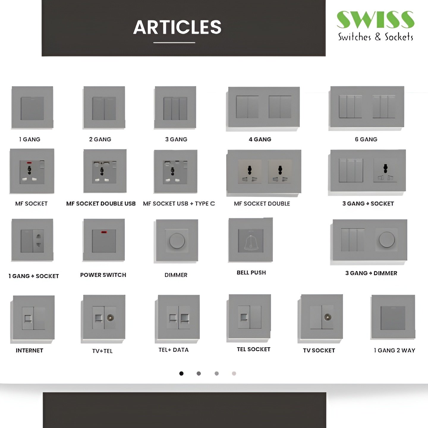 SWISS Grey Modular Electrical Series - orex.pk